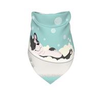 Xiso Ver French Bulldog Taking a Bath Dog Bandana -1 Pack Premium Durable Triangle Scarf Washable Make Your Pooch Stand Out Dog Bandana Boy Birthday Suitable for Neutral Large Dogs