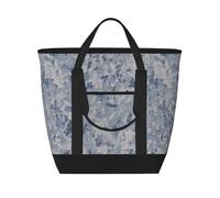 Xiso Ver French Linen Mottled Print2 Insulated Cooler Bag Large Insulated Lunch Box Shopping Freezer Grocery Bags Reusable Insulated Leakproof Lunch Tote for Shopping, Traveling, Beach & Picnic
