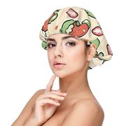 Xiso Ver Frog Hold Strawberry Satin Bonnet Silk Bonnet for Sleeping with Adjustable Straps Hair Cap Double Layer Satin Lined Sleep Caps for Women's Natural & Curly Hair
