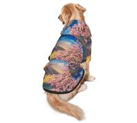 Xiso Ver Fuji Mountain and Cherry Blossoms in Spring Dog Hoodie Soft and Warm Dog Hoodie Sweater with Leash Hole and Pocket Dog Winter Sweatshirt Warm Pet Clothes for Medium Large Dogs