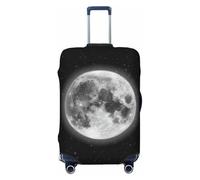 Xiso Ver Full Moon and Stars Luggage Cover Washable Elasticated Luggage Covers for Suitcase tsa Approved Stylish Dust and Scratch Resistant Luggage Case Protector, Black, L (26-28 in suitcase)