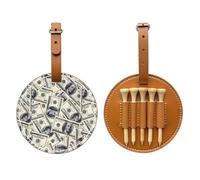 Xiso Ver Funny American Dollar Money Leather Golf Tee Pouch Bag with Belt Clip Golf Accessory Can Hold 5 Tees for Golfers Men and Women