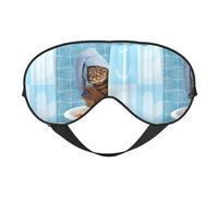 Xiso Ver Funny Cat Taking a Bath Sleep Mask Adjustable Double -Sided Eye Mask Soft Sleeping Eye Covers for Sleeping Perfect Shading Reduce Eye Edema