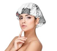 Xiso Ver Funny Christmas Moose Kissing Under Mistletoe Satin Bonnet Silk Bonnet for Sleeping with Adjustable Straps Hair Cap Double Layer Satin Lined Sleep Caps for Women's Natural & Curly Hair