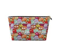 Xiso Ver Funny Monster Leather Cosmetic Bag for Women Small Makeup Bag for Purse Travel Cosmetic Pouch for Makeup Brushes Lipsticks, Gold, One Size