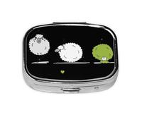 Xiso Ver Funny Sheep Doing Yoga Pill Box Portable Metal Pill Organizer 2 Compartment Medicine Small Pill Case for Purses Compact Travel Medicine Holder for Vitamins Medication