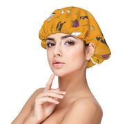 Xiso Ver Ghosts and Cats Satin Bonnet Silk Bonnet for Sleeping with Adjustable Straps Hair Cap Double Layer Satin Lined Sleep Caps for Women's Natural & Curly Hair