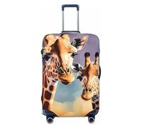Xiso Ver Giraffe Mother and Son Luggage Cover Washable Elasticated Luggage Covers for Suitcase tsa Approved Stylish Dust and Scratch Resistant Luggage Case Protector, Black, M (22.8-25 in suitcase)