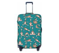 Xiso Ver Giraffes Doing Various Yoga Luggage Cover Washable Elasticated Luggage Covers for Suitcase tsa Approved Stylish Dust and Scratch Resistant Luggage Case Protector for Kids and Adults