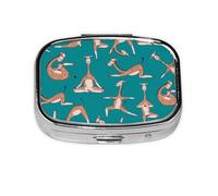 Xiso Ver Giraffes Doing Various Yoga Pill Box Portable Metal Pill Organizer 2 Compartment Medicine Small Pill Case for Purses Compact Travel Medicine Holder for Vitamins Medication