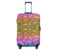 Xiso Ver Glitter Purple Luggage Cover Washable Elasticated Luggage Covers for Suitcase tsa Approved Stylish Dust and Scratch Resistant Luggage Case Protector for Kids and Adults -, Glitter Rainbow, L