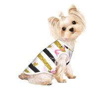 Xiso Ver Gold Glittering Hearts and Flamingos Print Dog Shirts Elastic Soft Dog T-Shirts Breathable Pet Clothes Spring Summer Pet Apparel Tee Shirt for Puppy Kitty Cats Small Medium Dogs