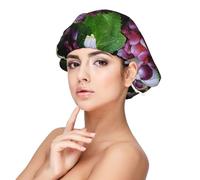 Xiso Ver Grape Satin Bonnet Silk Bonnet for Sleeping with Adjustable Straps Hair Cap Double Layer Satin Lined Sleep Caps for Women's Natural & Curly Hair