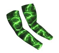 Xiso Ver Green Lightning Sun Protection Cooling Arm Sleeves Outdoors Sports Workouts Sunscreen Arm Sleeves for Men Women Teenager, White, One Size