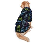 Xiso Ver Hand Drawn Doodle Travel Dog Hoodie Soft and Warm Dog Hoodie Sweater with Leash Hole and Pocket Dog Winter Sweatshirt Warm Pet Clothes for Medium Large Dogs