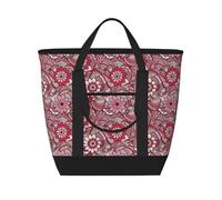 Xiso Ver Hand Drawn Floral 2 Insulated Cooler Bag Large Insulated Lunch Box Shopping Freezer Grocery Bags Reusable Insulated Leakproof Lunch Tote for Shopping, Traveling, Beach & Picnic