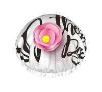 Xiso Ver Happy Mother's Day Shower Cap for Women Double Waterproof Layers Bath Hats Elastic and Reusable Hair Caps for Long Thick Hair Soft Bath Shower Hair Hat