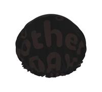 Xiso Ver Happy Mother's Day Shower Cap for Women Double Waterproof Layers Bath Hats Elastic and Reusable Hair Caps for Long Thick Hair Soft Bath Shower Hair Hat