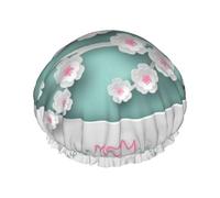 Xiso Ver Happy Mother's Day Shower Cap for Women Double Waterproof Layers Bath Hats Elastic and Reusable Hair Caps for Long Thick Hair Soft Bath Shower Hair Hat