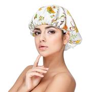 Xiso Ver Hello Fall Autumn Is Here Satin Bonnet Silk Bonnet for Sleeping with Adjustable Straps Hair Cap Double Layer Satin Lined Sleep Caps for Women's Natural & Curly Hair