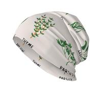 Xiso Ver Herbs Beanie Hat Warm Cancer Headwear Stretch Knitted Cap for Women Men Black, Black, One Size