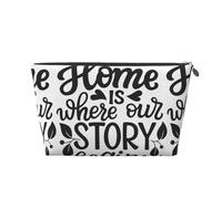Xiso Ver Home is Where Our Story Begins Leather Cosmetic Bag for Women Small Makeup Bag for Purse Travel Cosmetic Pouch for Makeup Brushes Lipsticks, Silver, One Size