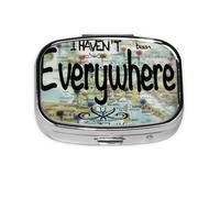 Xiso Ver I Haven't Been Everywhere But Its On My List Pill Box Portable Metal Pill Organizer 2 Compartment Medicine Small Pill Case for Purses Compact Travel Medicine Holder for Vitamins Medication