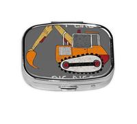 Xiso Ver I Like Big Digger Pill Box Portable Metal Pill Organizer 2 Compartment Medicine Small Pill Case for Purses Compact Travel Medicine Holder for Vitamins Medication