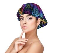 Xiso Ver Indian Mandalas Dragonfly Satin Bonnet Silk Bonnet for Sleeping with Adjustable Straps Hair Cap Double Layer Satin Lined Sleep Caps for Women's Natural & Curly Hair