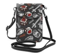 Xiso Ver Japanese Sushi Hashi Print Small Crossbody Bags for Women Leather Cell Phone Purses Mini Leather Shoulder Handbag Adjustable Strap, Black, One Size
