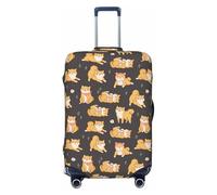 Xiso Ver Kawaii Shiba Inu Dogs Luggage Cover Washable Elasticated Luggage Covers for Suitcase tsa Approved Stylish Dust and Scratch Resistant Luggage Case Protector, Black, M (22.8-25 in suitcase)