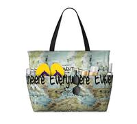 Xiso Ver Large Beach Tote Bag for Women Extra Large Capacity Waterproof Sandproof Pool Bag Suitable for Swimming Pool Gym Groceries Travel - I Haven't Been Everywhere But Its On My List, Black, One