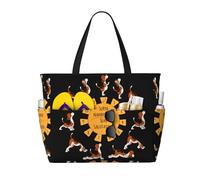 Xiso Ver Large Beach Tote Bag for Women Extra Large Capacity Waterproof Sandproof Pool Bag Suitable for Swimming Pool Gym Groceries Travel - Beagle Doing Yoga, Black, One Size