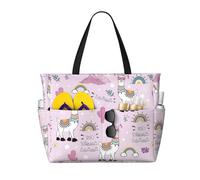 Xiso Ver Large Beach Tote Bag for Women Extra Large Capacity Waterproof Sandproof Pool Bag Suitable for Swimming Pool Gym Groceries Travel - No Drama Llama, Black, One Size