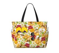 Xiso Ver Large Beach Tote Bag for Women Extra Large Capacity Waterproof Sandproof Pool Bag Suitable for Swimming Pool Gym Groceries Travel - Bees Honeycomb Jars Of Honey Flowers, Black, One Size