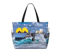 Xiso Ver Large Beach Tote Bag for Women Extra Large Capacity Waterproof Sandproof Pool Bag Suitable for Swimming Pool Gym Groceries Travel - Lighthouse in Havana, Black, One Size