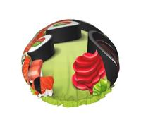 Xiso Ver Let it Sushi Shower Cap for Women Double Waterproof Layers Bath Hats Elastic and Reusable Hair Caps for Long Thick Hair Soft Bath Shower Hair Hat