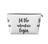 Xiso Ver Let The Adventure Begin Leather Cosmetic Bag for Women Small Makeup Bag for Purse Travel Cosmetic Pouch for Makeup Brushes Lipsticks, Gold, One Size