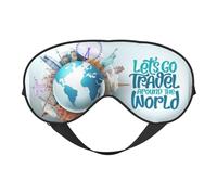 Xiso Ver Let's go Travel Around The World Sleep Mask Adjustable Double -Sided Eye Mask Soft Sleeping Eye Covers for Sleeping Perfect Shading Reduce Eye Edema