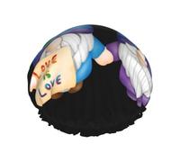 Xiso Ver Lgbt Gnome Shower Cap for Women Double Waterproof Layers Bath Hats Elastic and Reusable Hair Caps for Long Thick Hair Soft Bath Shower Hair Hat