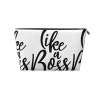 Xiso Ver Like a Boss Leather Cosmetic Bag for Women Small Makeup Bag for Purse Travel Cosmetic Pouch for Makeup Brushes Lipsticks, Silver, One Size