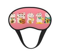 Xiso Ver Lucky Cat,Cute Cat Print Sleep Mask Adjustable Eye Mask Soft Sleeping Eye Covers for Sleeping Perfect Shading Reduce Eye Edema