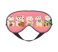 Xiso Ver Lucky Cat,Cute Cat Sleep Mask Adjustable Double -Sided Eye Mask Soft Sleeping Eye Covers for Sleeping Perfect Shading Reduce Eye Edema