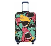 Xiso Ver Luggage Cover Washable Elasticated Luggage Covers for Suitcase tsa Approved Stylish Dust and Scratch Resistant Luggage Case Protector for Kids and Adults -, Angry Shark Pattern, X-L (28.3