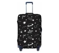 Xiso Ver Luggage Cover with Space Flying Saucer Washable Elastic Suitcase TSA Approved Stylish Dust and Scratch Resistant Luggage Cover, black, X-L (28.3-31.5 in suitcase)
