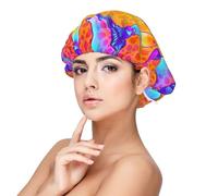 Xiso Ver Magic Mushrooms Satin Bonnet Silk Bonnet for Sleeping with Adjustable Straps Hair Cap Double Layer Satin Lined Sleep Caps for Women's Natural & Curly Hair