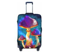 Xiso Ver Man Cave Retro Luggage Cover Washable Elasticated Luggage Covers for Suitcase tsa Approved Stylish Dust and Scratch Resistant Luggage Case Protector for Kids and Adults -, Magic Mushrooms2, L