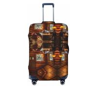 Xiso Ver Man Cave Retro Luggage Cover Washable Elasticated Luggage Covers for Suitcase tsa Approved Stylish Dust and Scratch Resistant Luggage Case Protector for Kids and Adults -, Log Cabin Inside, M