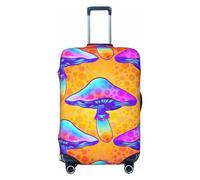 Xiso Ver Man Cave Retro Luggage Cover Washable Elasticated Luggage Covers for Suitcase tsa Approved Stylish Dust and Scratch Resistant Luggage Case Protector for Kids and Adults -, Magic Mushrooms1, L