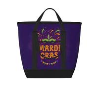 Xiso Ver Mardi Gras2 Insulated Cooler Bag Large Insulated Lunch Box Shopping Freezer Grocery Bags Reusable Insulated Leakproof Lunch Tote for Shopping, Traveling, Beach & Picnic